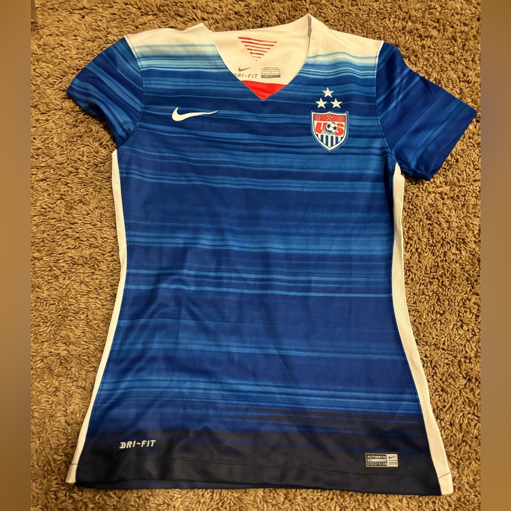 Nike Authentic Dri-Fit Women’s Size S US Soccer 2015 World Cup Jersey Blue
